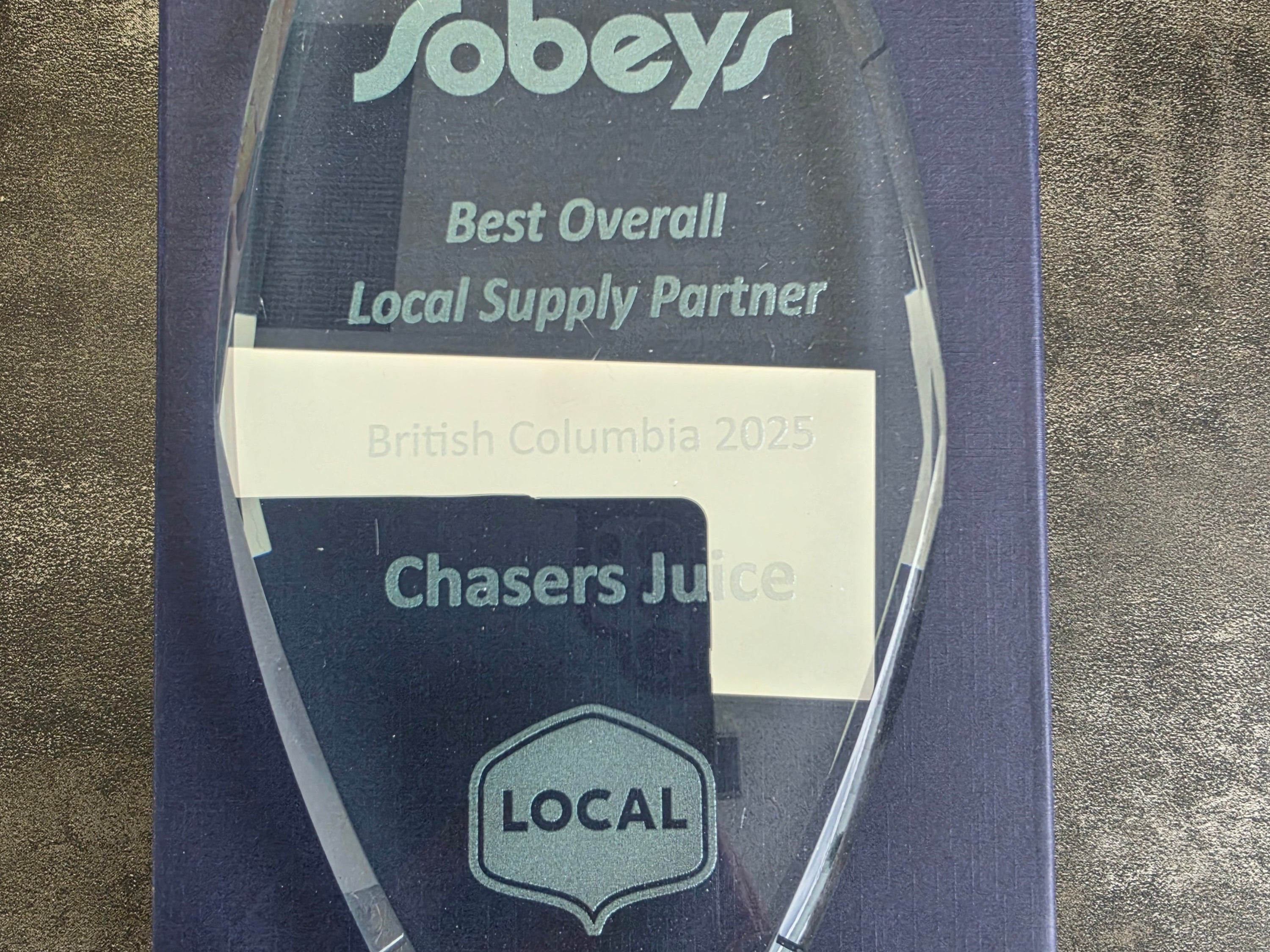 Chaser's Fresh Juice Wins Sobeys "Best Overall Local Supply Partner" Award