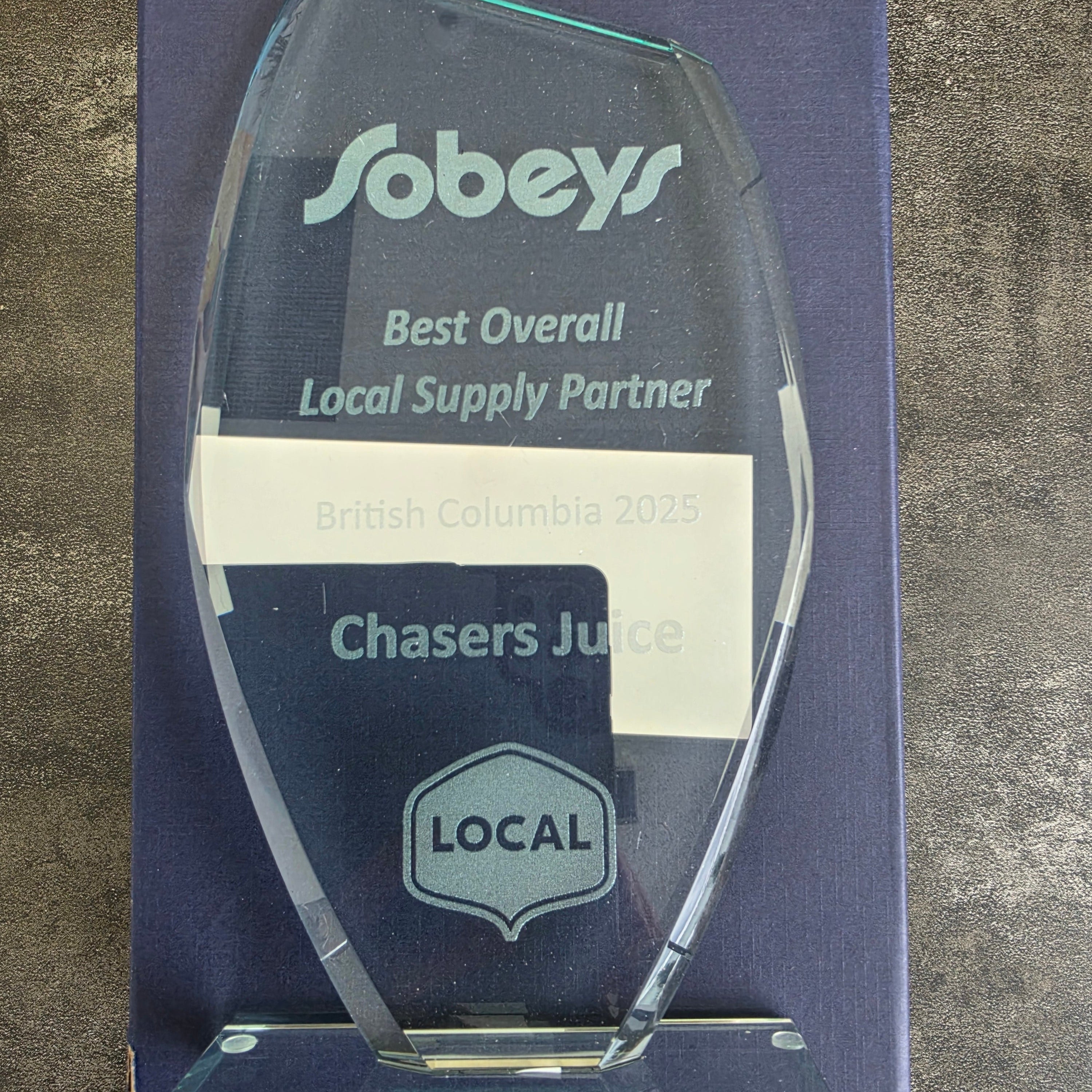 Chaser's Fresh Juice Wins Sobeys "Best Overall Local Supply Partner" Award