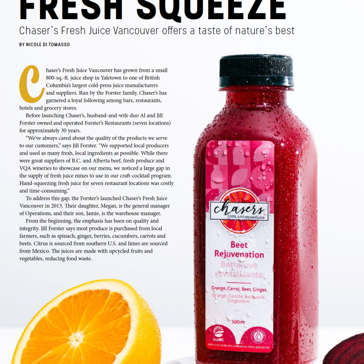 Chasers Fresh Juice Featured in Foodservice & Hospitality Magazine!